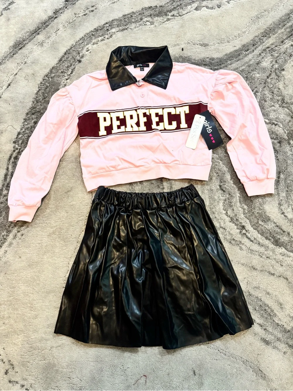 Kids Pink & Black 'Perfect' Matching Set - Unbranded